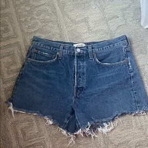 Agolde Dark Blue Frayed Hem Jean Shorts - Size 29